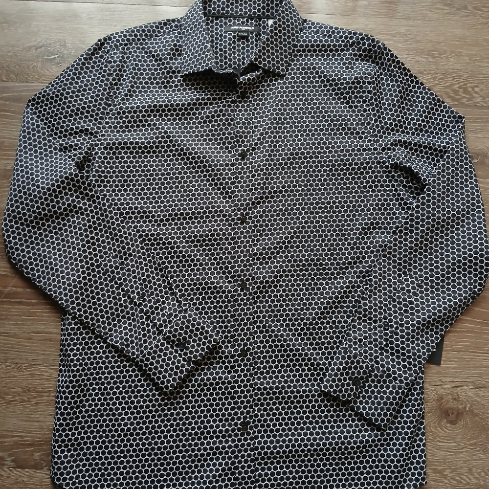 Karl Lagerfeld Black and White Patterned Shirt Mens Size XL NWT Classy Designer